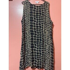 Avenue Womens Dress Plus 22 Black Gold Sleeveless Knee Length Casual